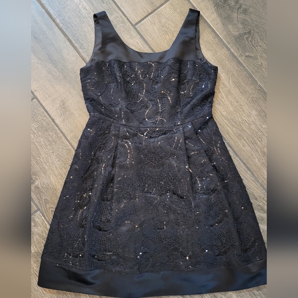 Calvin Klein Elegant BLACK Lace/Sequined Fit & Flare Cocktail Dress,...Size 12 - Picture 2 of 6